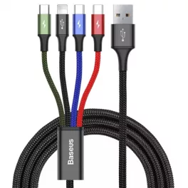   Baseus Rapid Series  4 az 1-ben USB-kábel 2xUSB-C / Lightning / Micro 3,5A 1,2 m, fekete