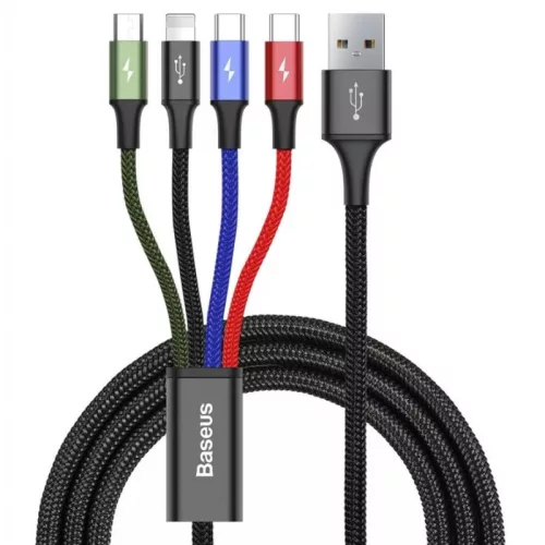 Baseus Rapid Series  4 az 1-ben USB-kábel 2xUSB-C / Lightning / Micro 3,5A 1,2 m, fekete
