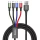 Baseus Rapid Series  4 az 1-ben USB-kábel 2xUSB-C / Lightning / Micro 3,5A 1,2 m, fekete