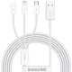 Baseus Superior 3 az 1-ben USB-kábel, USB-mikroUSB / USB-C / Lightning, 3.5A  1,5 m, fehér