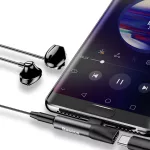 Baseus L41 audiokonverter Type-C-C típusú és 3,5 mm-es jackadapter (töltés + zene), fekete