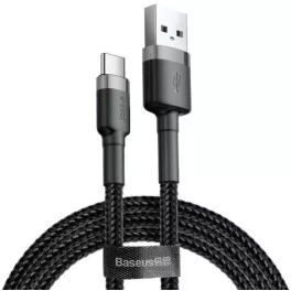   Baseus Cafule USB-C gyors adat/töltőkábel 2A 3m, Fekete-Szürke
