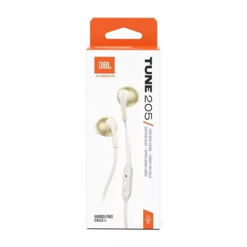 JBL Tune 205 In-Ear Wired Headphones Gold EU